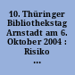 10. Thüringer Bibliothekstag Arnstadt am 6. Oktober 2004 : Risiko oder Chance: Neue Betriebsformen für Bibliotheken