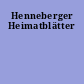 Henneberger Heimatblätter