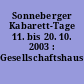 Sonneberger Kabarett-Tage 11. bis 20. 10. 2003 : Gesellschaftshaus Sonneberg