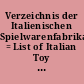 Verzeichnis der Italienischen Spielwarenfabrikanten = List of Italian Toy Producers = Liste des Producteurs Italiens de Jouets = Elenco dei Produttori Italiani di Giocattoli