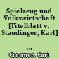 Spielzeug und Volkswirtschaft [Titelblatt v. Staudinger, Karl] - Fragment Illustrirte Zeitung
