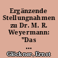 Ergänzende Stellungnahmen zu Dr. M. R. Weyermann: "Das Verlags-System der Lauschaer Glaswaren-Industrie und seine Reformierung"
