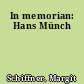 In memorian: Hans Münch