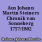 Aus Johann Martin Steiners Chronik von Sonneberg 1757/1802